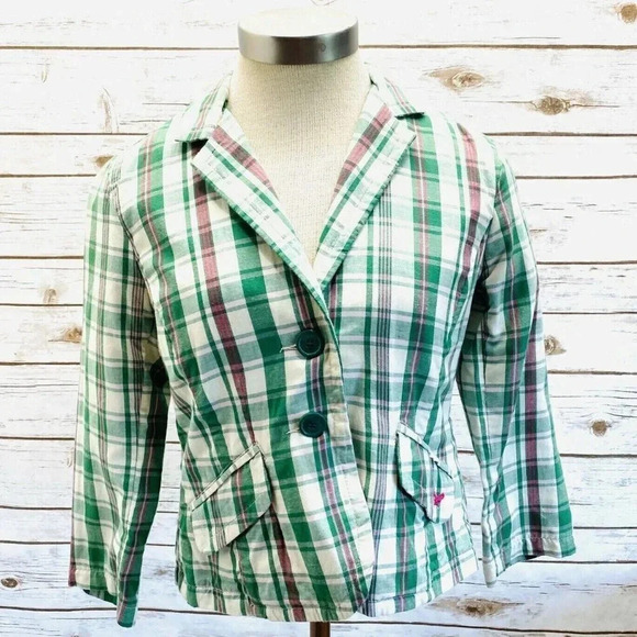 American Eagle Outfitters Jackets & Blazers - AMERICAN EAGLE Women Long Sleeve Button Down Plaid Collared Jacket Small Petite